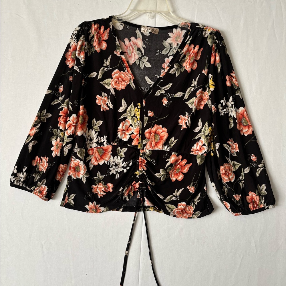 Lavish Black and Coral Floral Top